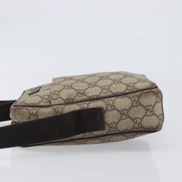 GUCCI GG Supreme Shoulder Bag PVC Beige Silver 122754 Auth hk4066