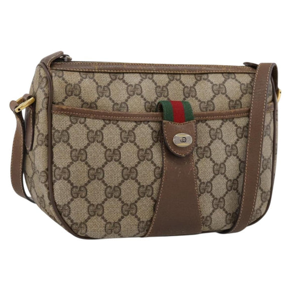 GUCCI GG Supreme Web Sherry Line Bag PVC Beige Gold 89 02 032 Auth hk4068