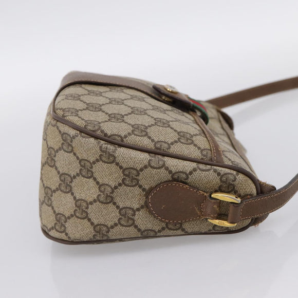 GUCCI GG Supreme Web Sherry Line Bag PVC Beige Gold 89 02 032 Auth hk4068