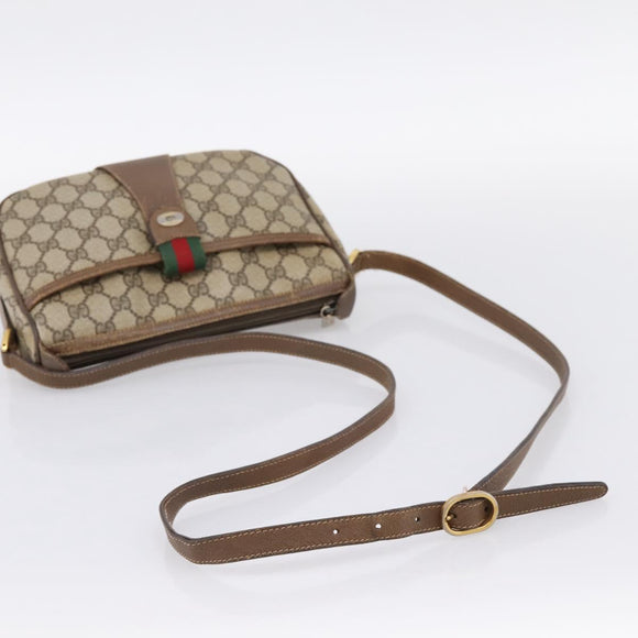 GUCCI GG Supreme Web Sherry Line Bag PVC Beige Gold 89 02 032 Auth hk4068