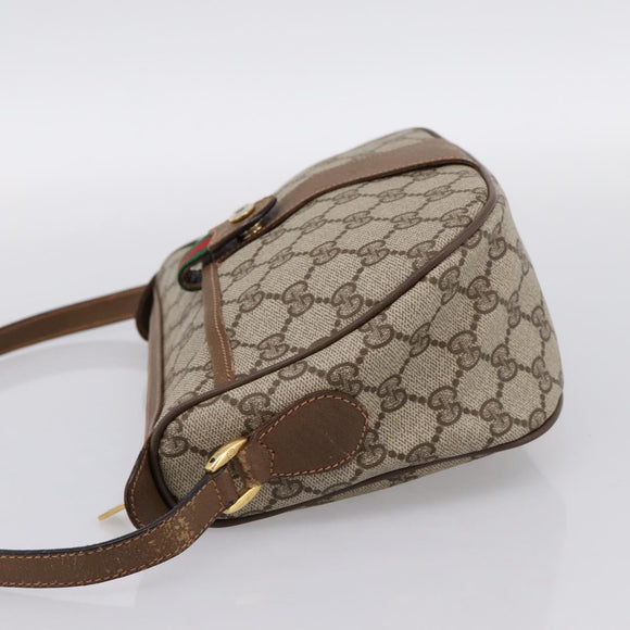 GUCCI GG Supreme Web Sherry Line Bag PVC Beige Gold 89 02 032 Auth hk4069