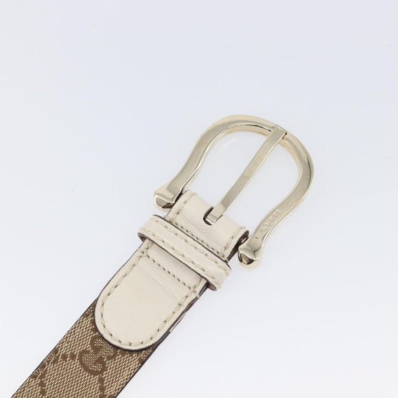 GUCCI GG Canvas Belt 36.6"" Beige Gold 189790 497717 Auth hk4074