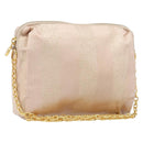 FENDI Chain Shoulder Bag Canvas Pink Gold Auth hk4075-1