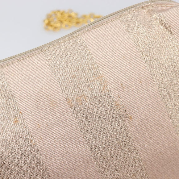 FENDI Chain Shoulder Bag Canvas Pink Gold Auth hk4075