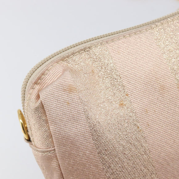 FENDI Chain Shoulder Bag Canvas Pink Gold Auth hk4075
