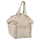 SAINT LAURENT Downtown Tote Bag Leather White Gold 175884 Auth hk4076-1