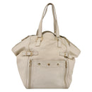 SAINT LAURENT Downtown Tote Bag Leather White Gold 175884 Auth hk4076-13