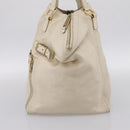 SAINT LAURENT Downtown Tote Bag Leather White Gold 175884 Auth hk4076-4