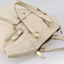 SAINT LAURENT Downtown Tote Bag Leather White Gold 175884 Auth hk4076-6