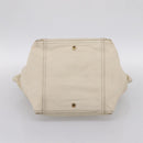 SAINT LAURENT Downtown Tote Bag Leather White Gold 175884 Auth hk4076-5