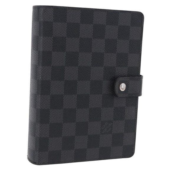 LOUIS VUITTON Damier Graphite Agenda MM Day Planner Cover R20242 LV Auth hk4077