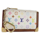 LOUIS VUITTON Multicolor Pochette Cles Coin Purse White M92655 LV Auth hk4078-1