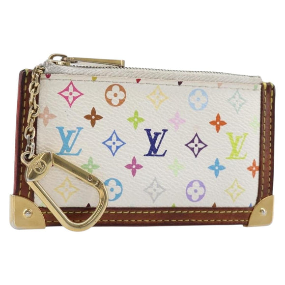 LOUIS VUITTON Multicolor Pochette Cles Coin Purse White M92655 LV Auth hk4078