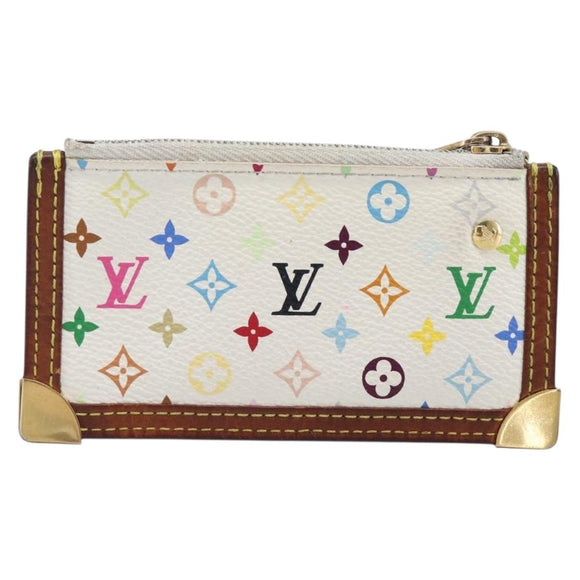 LOUIS VUITTON Multicolor Pochette Cles Coin Purse White M92655 LV Auth hk4078