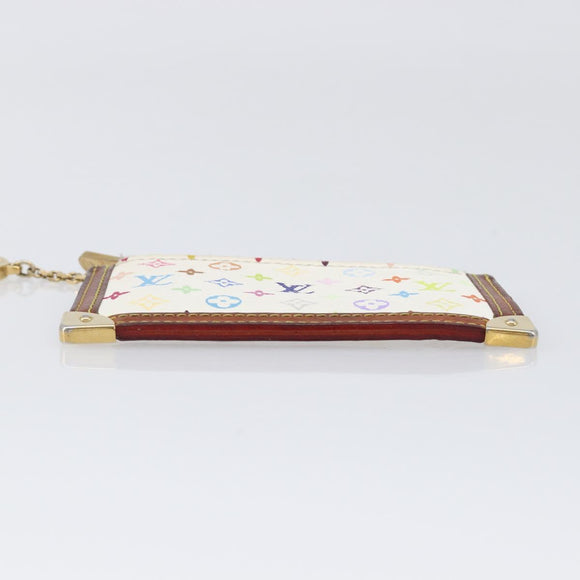 LOUIS VUITTON Multicolor Pochette Cles Coin Purse White M92655 LV Auth hk4078