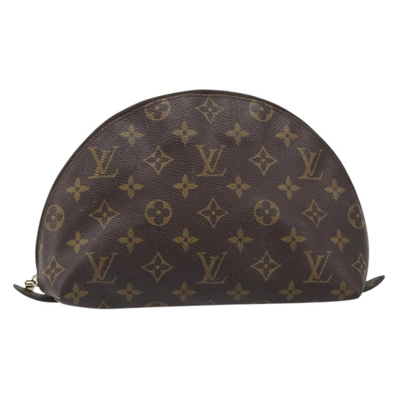 LOUIS VUITTON Monogram Trousse Demi Ronde Cosmetic Pouch M47520 LV Auth hk4091