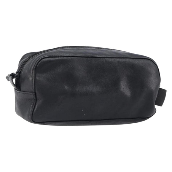 GUCCI Pouch Leather Black Silver 039 0974 Auth hk4120