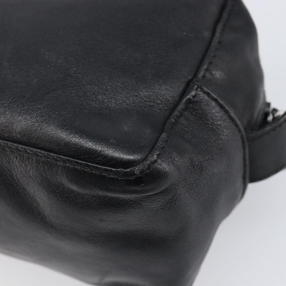 GUCCI Pouch Leather Black Silver 039 0974 Auth hk4120