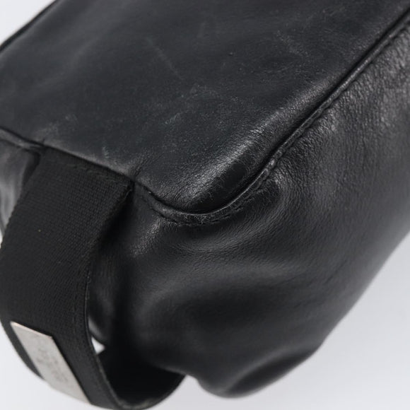 GUCCI Pouch Leather Black Silver 039 0974 Auth hk4120