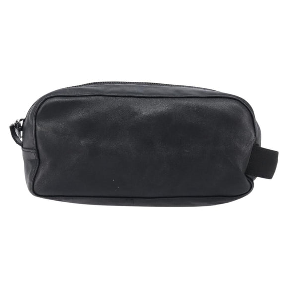 GUCCI Pouch Leather Black Silver 039 0974 Auth hk4120