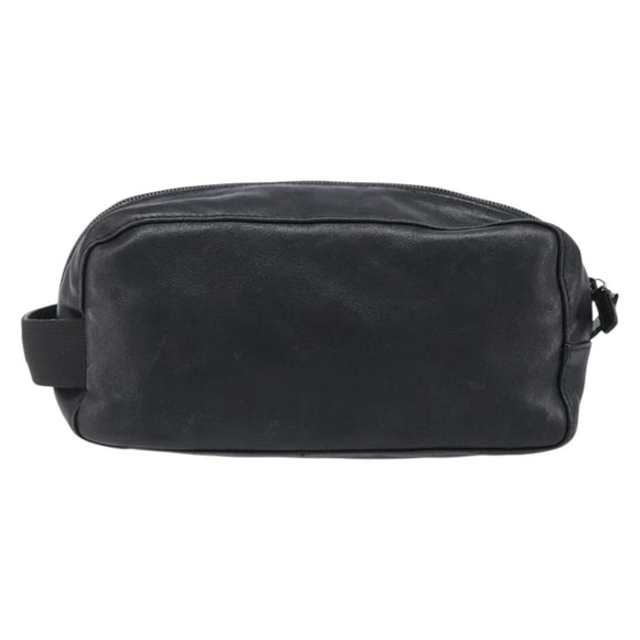 GUCCI Pouch Leather Black Silver 039 0974 Auth hk4120