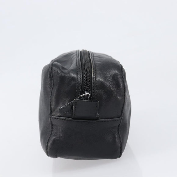 GUCCI Pouch Leather Black Silver 039 0974 Auth hk4120