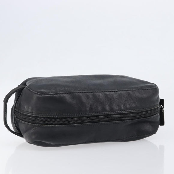 GUCCI Pouch Leather Black Silver 039 0974 Auth hk4120