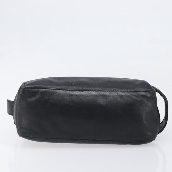 GUCCI Pouch Leather Black Silver 039 0974 Auth hk4120