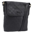 GUCCI GG Canvas Guccissima Shoulder Bag Leather Black Gold Auth hk4122-1