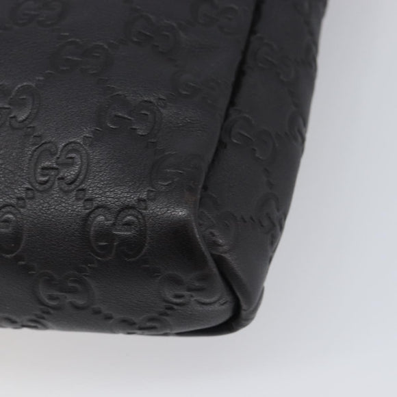GUCCI GG Canvas Guccissima Shoulder Bag Leather Black Gold Auth hk4122