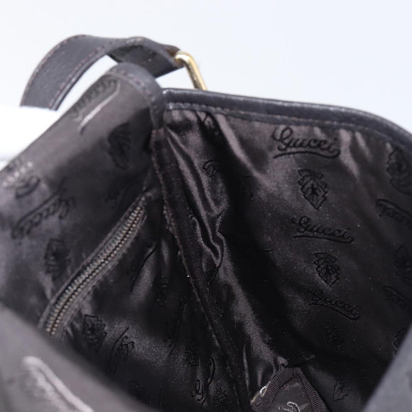 GUCCI GG Canvas Guccissima Shoulder Bag Leather Black Gold Auth hk4122