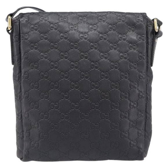 GUCCI GG Canvas Guccissima Shoulder Bag Leather Black Gold Auth hk4122