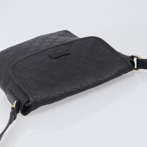 GUCCI GG Canvas Guccissima Shoulder Bag Leather Black Gold Auth hk4122
