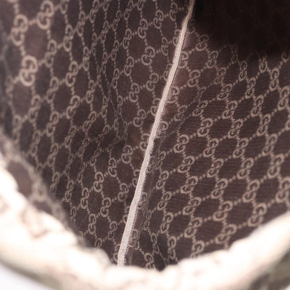 GUCCI GG Canvas Drawstring Bag Beige Silver 014 1136 Auth hk4124