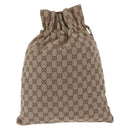 GUCCI GG Canvas Drawstring Bag Beige Silver 014 1136 Auth hk4124-2