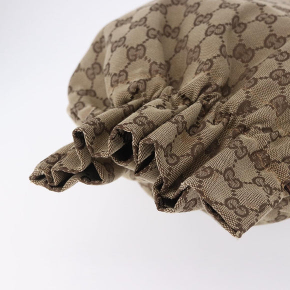 GUCCI GG Canvas Drawstring Bag Beige Silver 014 1136 Auth hk4124