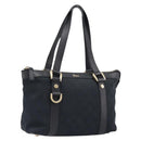 GUCCI GG Canvas Hand Bag Black Gold 141471 Auth hk4126-1