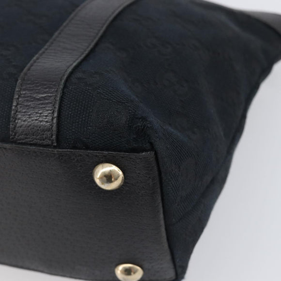 GUCCI GG Canvas Hand Bag Black Gold 141471 Auth hk4126