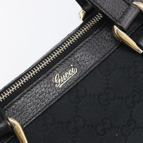 GUCCI GG Canvas Hand Bag Black Gold 141471 Auth hk4126