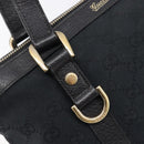 GUCCI GG Canvas Hand Bag Black Gold 141471 Auth hk4126-18