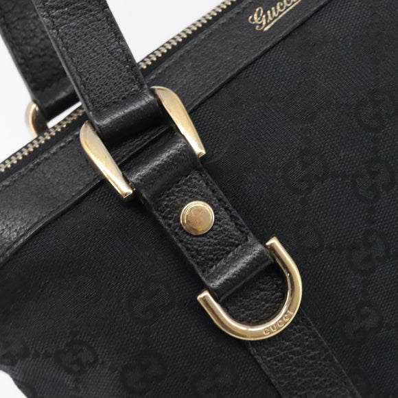 GUCCI GG Canvas Hand Bag Black Gold 141471 Auth hk4126
