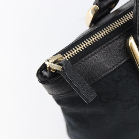 GUCCI GG Canvas Hand Bag Black Gold 141471 Auth hk4126