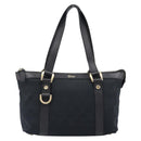 GUCCI GG Canvas Hand Bag Black Gold 141471 Auth hk4126-13