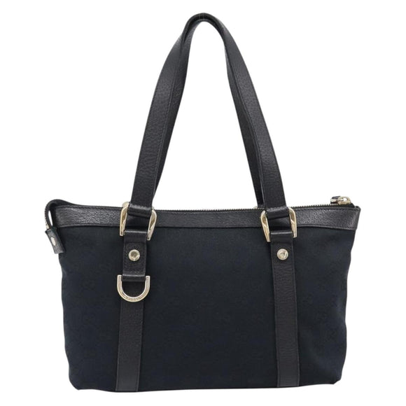 GUCCI GG Canvas Hand Bag Black Gold 141471 Auth hk4126