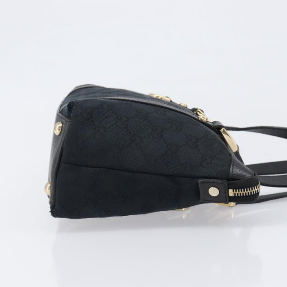 GUCCI GG Canvas Hand Bag Black Gold 141471 Auth hk4126