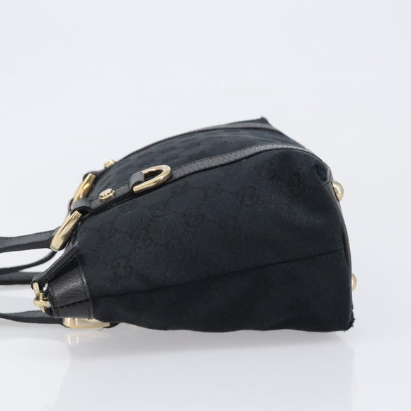 GUCCI GG Canvas Hand Bag Black Gold 141471 Auth hk4126