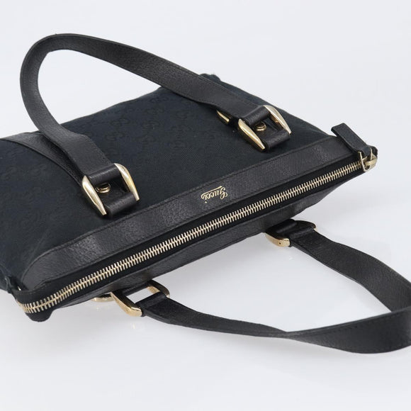 GUCCI GG Canvas Hand Bag Black Gold 141471 Auth hk4126