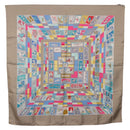 HERMES Carre 90 Scarf ""CORRE SPONDANCE"" Silk Gray Auth hk4128-13