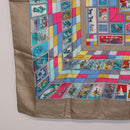 HERMES Carre 90 Scarf ""CORRE SPONDANCE"" Silk Gray Auth hk4128-8