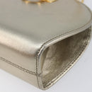 Salvatore Ferragamo Gancini Chain Shoulder Bag Leather Gold Auth hk4135A-15